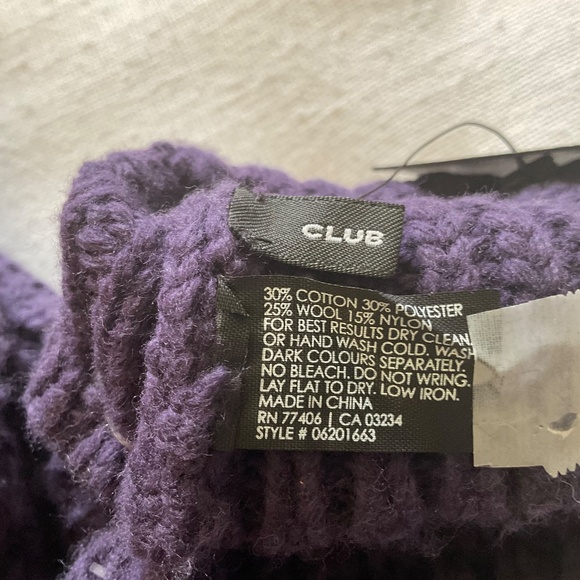 NEW Club Monaco Fay Fingerless Purple Violet Wool Blend Gloves O/S NWT - Picture 5 of 11